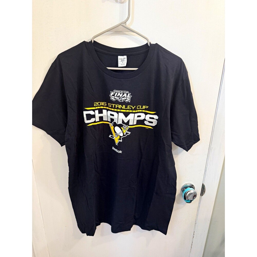 Reebok 2016 Stanley Cup Final Champs Pittsburgh Penguins NHL Hockey T-Shirt L